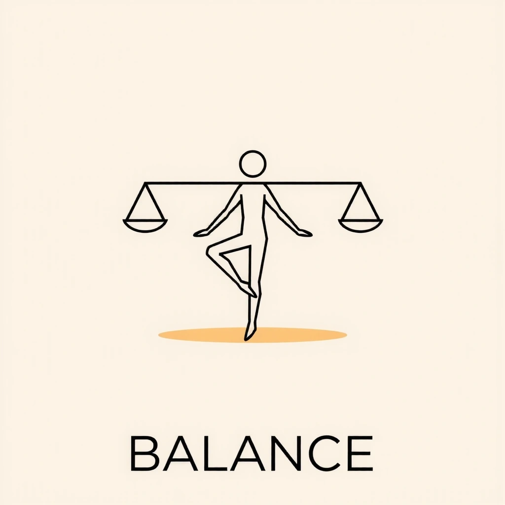 Icon representing balance and stability, like a person balancing on one leg